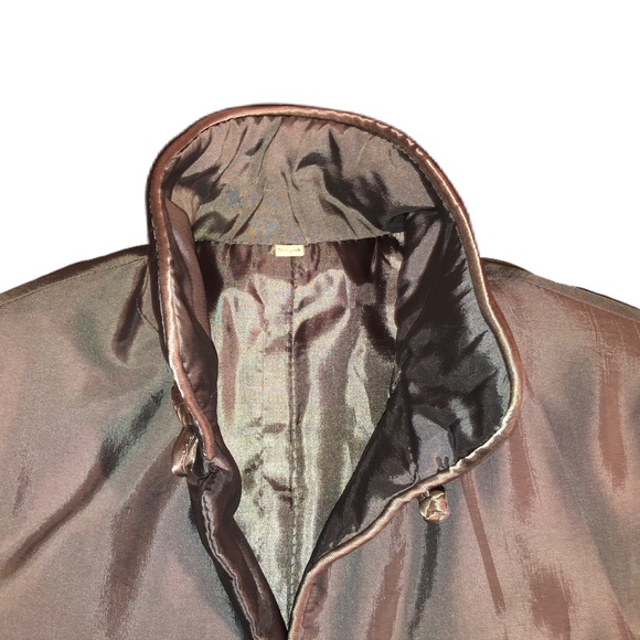 Embroidered Butterflies Medium Gray Satin Coat - Picture 3 of 6